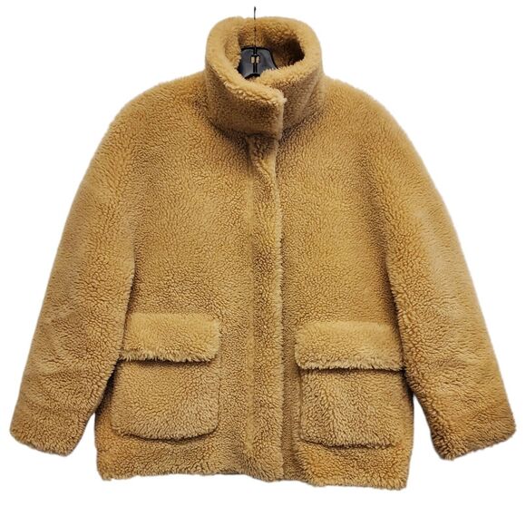 Zara Jackets & Blazers - ZARA Jacket Womens XS Brown Sherpa Flap Pockets Full Zip Bomber Outdoor Boho